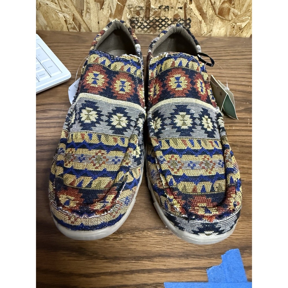Roper Jackie Blue Women's 9.5 Aztec Southwestern Print Slip On Driving Moc NWT